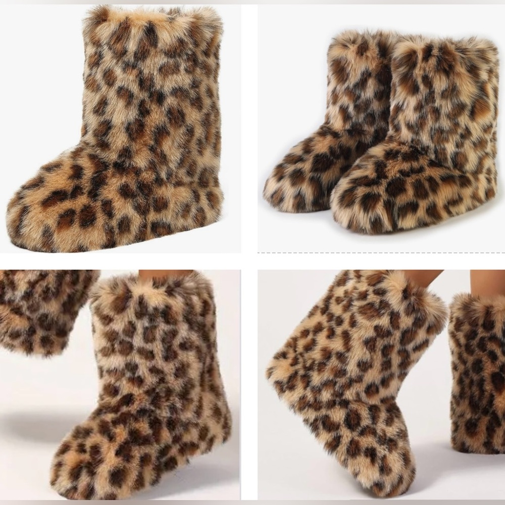 FAUX FUR LEOPARD SNOW BOOTS, FUN WINTER FASHION